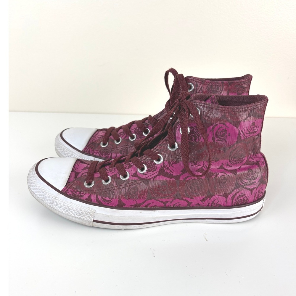 Converse Chuck Taylor All Star Rose Floral High Top Deep Bordeaux 549644C Sz 11